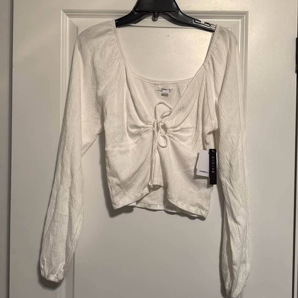 O’Neill Long Sleeve White Cropped Top